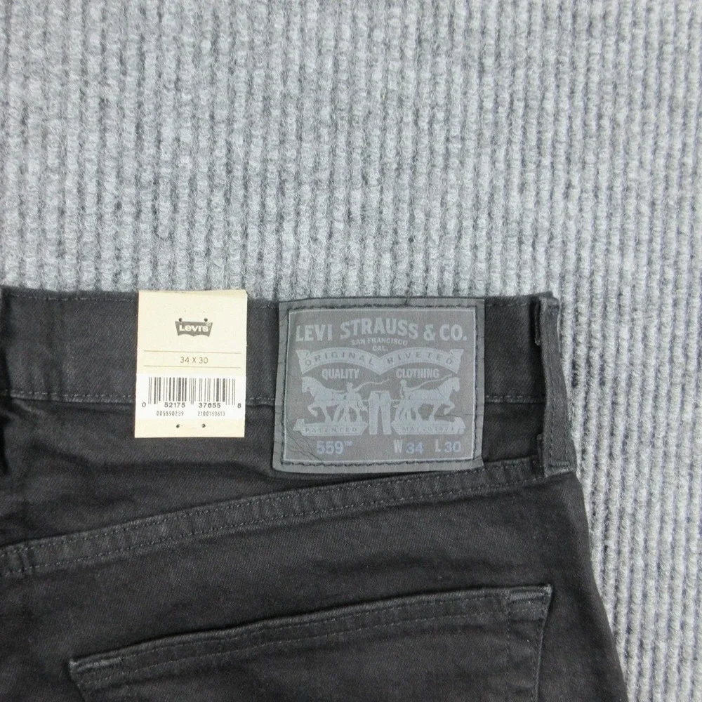 Levi's 559 Jeans Mens W34 L30 Black Relaxed Straight Stretch Denim 35x29.5* NWT